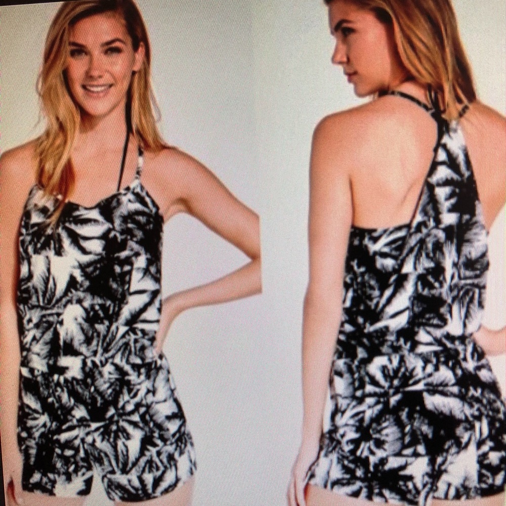 Fabletics Malibu Palm print romper. Like new!
